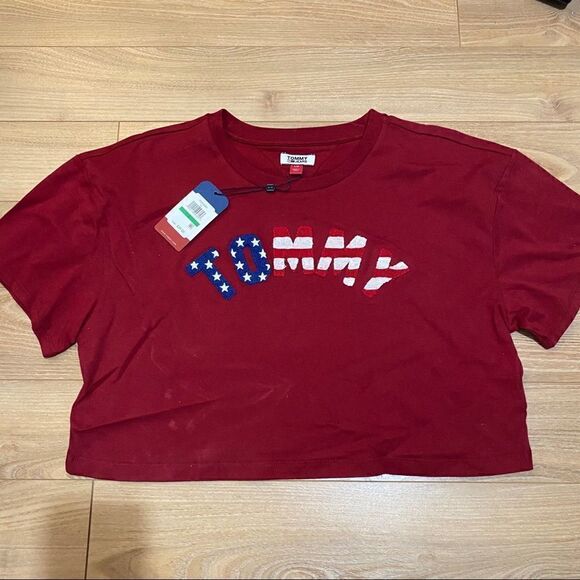 Tommy Hilfiger red blue & white crop top size L - Picture 3 of 8